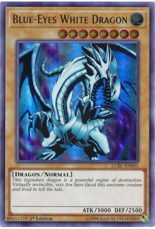 Blue-Eyes White Dragon - LCKC-EN001 (Red Sparks Background) - Ultra Rare