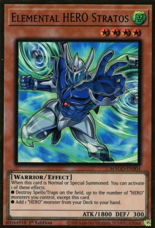 Elemental HERO Stratos (alt.) - MAGO-EN004 - Premium Gold Rare