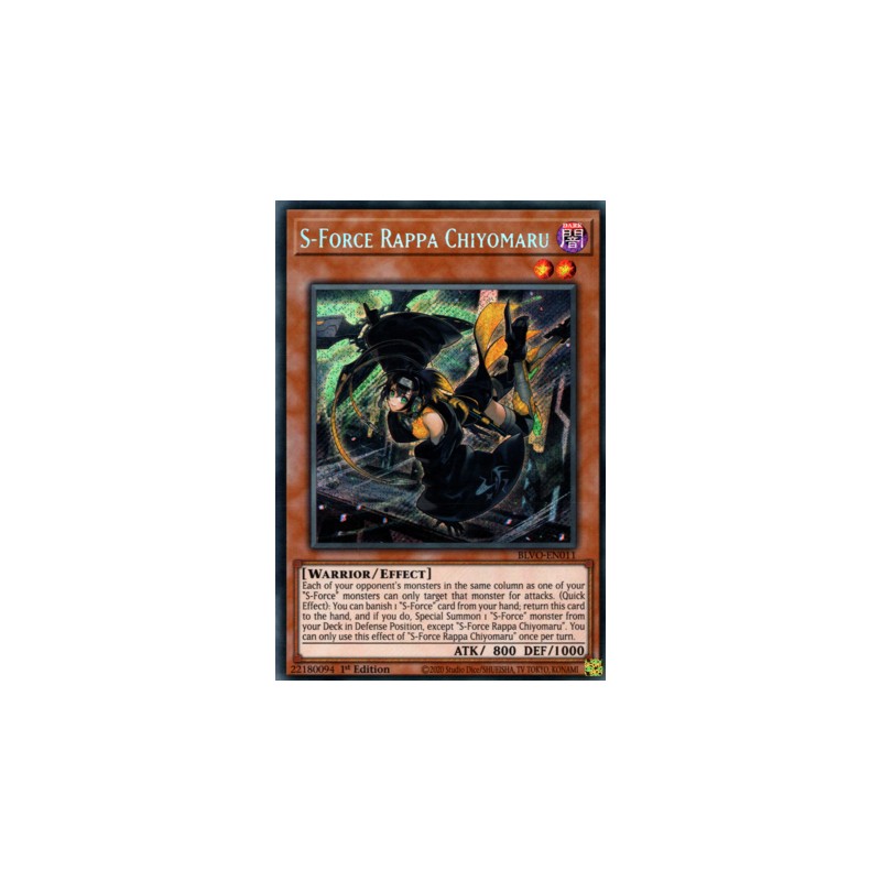 thumbnail image 2 of Yu-Gi-Oh! - Blazing Vortex - S-Force Rappa Chiyomaru (Secret Rare) BLV 2 of 13