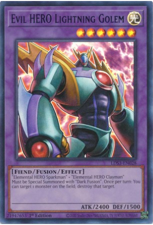 Evil HERO Lightning Golem (Blue) - LDS3-EN028 - Ultra Rare