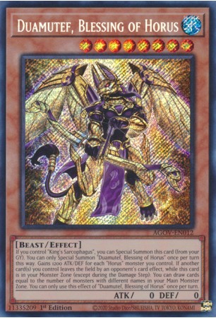 Duamutef, Blessing of Horus - AGOV-EN012 - Secret Rare