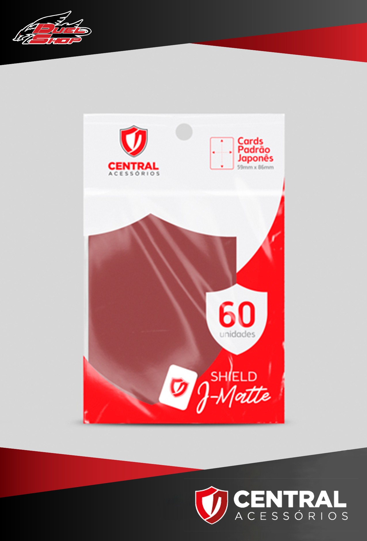 Central Shield Mini J-Matte (60 Sleeves) - Framboesa - Duelshop