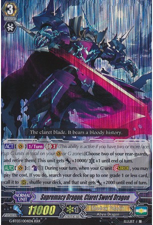 Supremacy Dragon, Claret Sword Dragon - G-BT03/004EN - RRR