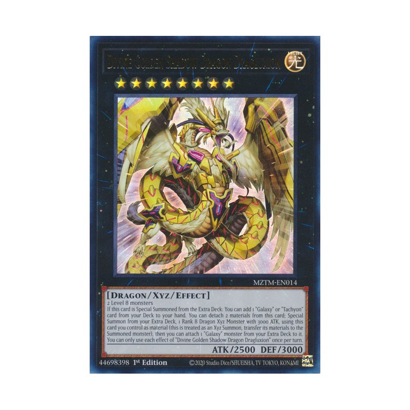 Yu-Gi-Oh! MZTM-EN014 Divine Golden Shadow Dragon Dragluxion - Ultra Rare, Near Mint Condition