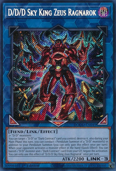 D/D/D Sky King Zeus Ragnarok - DOOD-EN049 - Secret Rare - Duelshop