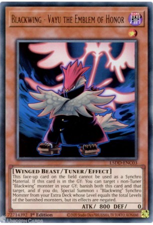 Blackwing - Vayu the Emblem of Honor - L5DD-ENC03 - Ultra Rare