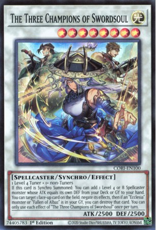 The Three Champions of Swordsoul - CORI-EN100 - Super Rare